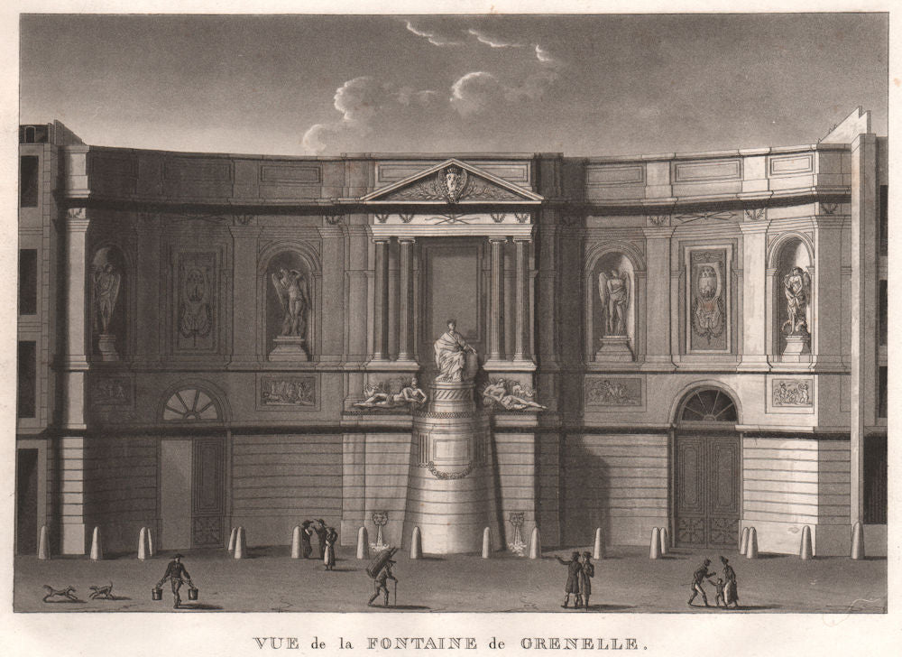 PARIS. Fontaine de Grenelle. Fontaine des Quatre-Saisons. Aquatint 1808 print